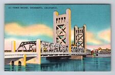 Sacramento CA-California, Tower Bridge, Antique Vintage c1953 Postcard picture