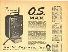 World Engines O.S. Max 12 Channel Os Minitron Engine Vintage 50'S Ad 8.5