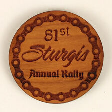 Solid Cherry Poker Chip 81st Sturgis Rally 2021 Skull and Pistons picture