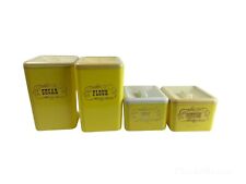Vintage Beacon Yellow Plastic Canister Set 4 Flour Sugar Tea Coffee Country USA picture