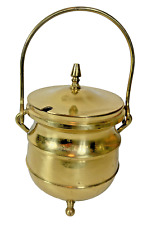 Vintage Brass Cauldron Ashtray Trinket Box Lid MCM Heavy mid Century picture