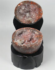 Rare China Natural Warring States Red Agate Geode Quartz Crystal Cornucopia picture