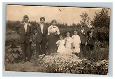 Vintage 1910's RPPC Postcard -Family photo Infront of house in yard picture