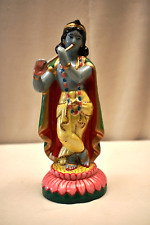 Antique Ravi Varma German Bisque Figure Statue Lord Krishna Fluting Porcelain 