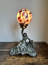 1920's Art Deco Lamp End of Day Czech Glass Globe Sea Serpent Nude Women Antique picture