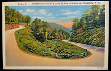Vintage Postcard 1935 Horseshoe Curve, Route 50, Grafton & Clarksburg, WVA picture