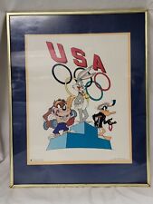 Vintage 1995 Looney Tunes Framed Collectible Olympics Poster 16 x 20 picture