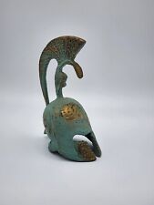 Vintage Trojan Helmet Roman Gladiator Brass Patina Hand Bell 4.75