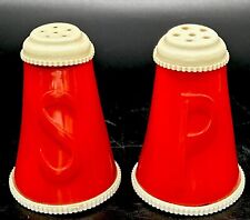 Vintage Palmer Plastics Red Salt & Pepper Shakers 2.5 Inches U.S.A. LIDS STUCK picture