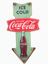 Coca-Cola Small Arrow Fishtail Sign Drink Coca-Cola Ice Cold Green 13.5 Inches picture