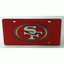 sf san francisco 49ers nfl football team logo red laser license plate usa made picture