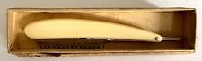 VINTAGE DURHAM DEMONSTRATOR DOUBLE-SIDED STRAIGHT RAZOR W/ BLADE & BOX, WHITE picture