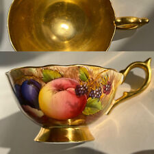 VTG Signed Jones Brunt Inner Gold Hand Paint Orchard Fruit  Tea Cup-Aynsley ? picture