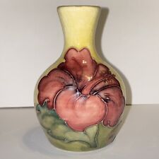 Vintage William Moorcraft England Hibiscus Flower Yellow Bud Vase 3.75