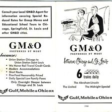 1968 Gulf, Mobile & Ohio Railroad Pocket Time Table Card Chicago Bus GM&O RR C44 picture