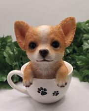 Pacific Giftware Adorable Teacup Pet Pals Puppy Collectible Figurine Chihuahua picture