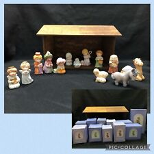 AVON Heavenly Blessings Christmas Nativity Set of 13 Figures + Wood Manger picture