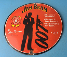 Vintage Jim Beam Sign - Adult Beverage 007 Bond Liquor Porcelain Gas Sign picture