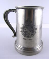 Pewter Clear Bottom Beer Mug with English Lion Crest 