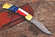 HandCrafted Artisan Damascus Knife Hand Forged Folding Blade Pocket Knife 1506 picture
