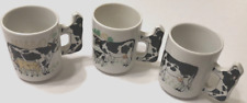 Lot of 3 Vintage Enesco Cow Coffee Mug Cow-Shaped Handle White Black 4