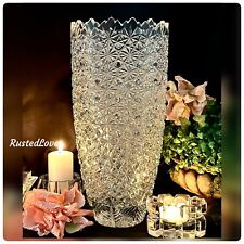 Vintage Yasemin Cut Crystal Large Vase Signed 15