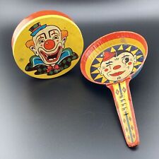 Kirchhof Life of the Party Winking Clown Clacker US Toy Mfg Co Spin Ratchet VTG picture