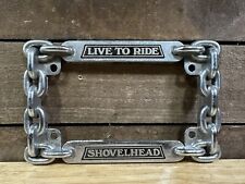 Vintage Metal “Shovelhead” Live To Ride Chain Link Plate Holder picture
