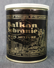 Vintage BALKAN SOBRANIE Pipe Tobacco Tin ~ Black Paper Label  A+ Condition picture