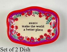 Natural Life Artisan Trinket Dish Aunts Make The World a Better Place Set of 2 picture