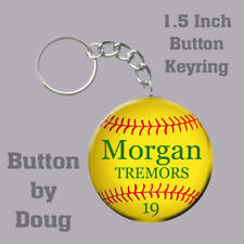 Softball Keyring Personalized with Name, Team, Number and Font Color 1.5 Inch picture