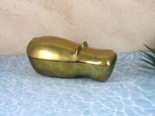 Rare Vintage Brass Hippo Trinket Box 1970s Made In India 6.5 Inch Hippopotamus picture