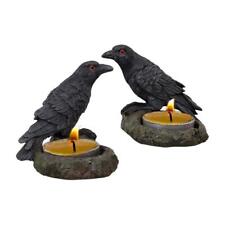 Pair of Raven Tealight Holders with Tealight Candles picture