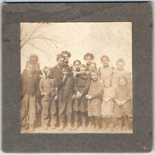 c1900s Group School Students Cabinet Card Photo Pioneer Children Class 4-3/8 B24 picture