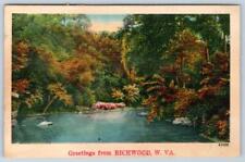 1940-50's GREETINGS FROM RICHWOOD WEST VIRGINIA WV VINTAGE LINEN POSTCARD picture