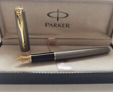 Gray Grid/Golden Clip Parker Sonnet Series Fine (F) Nib Fountain Pen With Box picture