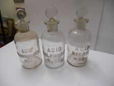 ANTIQUE  SET LOT DOCTORs PHARMACISTs MEDICINE POISON BOTTLES W/ GLASS STOPPERS picture