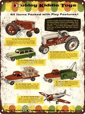 1957 Hubley Kiddie Metal Toys Tractor Truck Wagon Plane Metal Sign 9x12