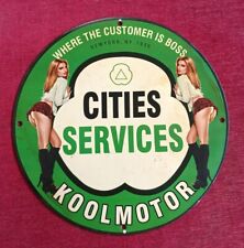 Rare Kool Motor City Services Pinup Porcelain Enamel Sign. picture
