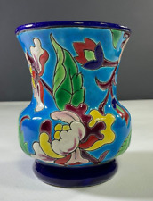 Emaux de Longwy Floral Enamel Vase Vintage 1940's picture