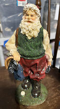 Christmas Golfing Santa Claus Resin Figure 11” w/ Bag of Golf Clubs  10” Glitter picture