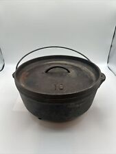 Vintage LODGE #10 CAST IRON Dutch Oven W/ Lid Made In USA 10 3/4
