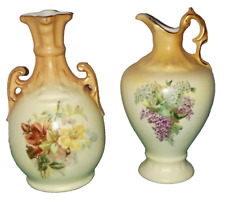 Antique Porcelain Austria Vases Floral 6 1/2
