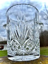 HUGE Vintage '70s Hand Blown Lead Crystal Glass Palm Leaves 10 Pound Ice Bucket picture