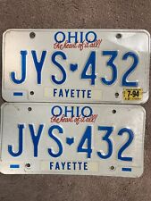 Pair of 1994 Ohio License Plates - JYS 432  - Nice picture