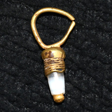 Genuine Ancient Roman Gold Earring with Precious Stone Inlay Ca. 1st Century AD picture