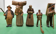 5 RARE VINTAGE 1930s HUGGLER-WYSS HAND CARVED WOOD SWISS FIGURES picture