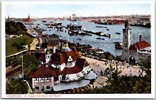 VINTAGE POSTCARD FERRY HOUSE AND HARBOR VIEW AT HAMBURG GERMANY c. 1920 picture