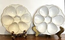 Majolica Oyster Plate(s) White Gold Trim 5 Wells Limoges  Set Of 2 Antique picture