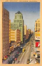 Los Angeles California 1945 Postcard Broadway Cars Texaco Building picture
